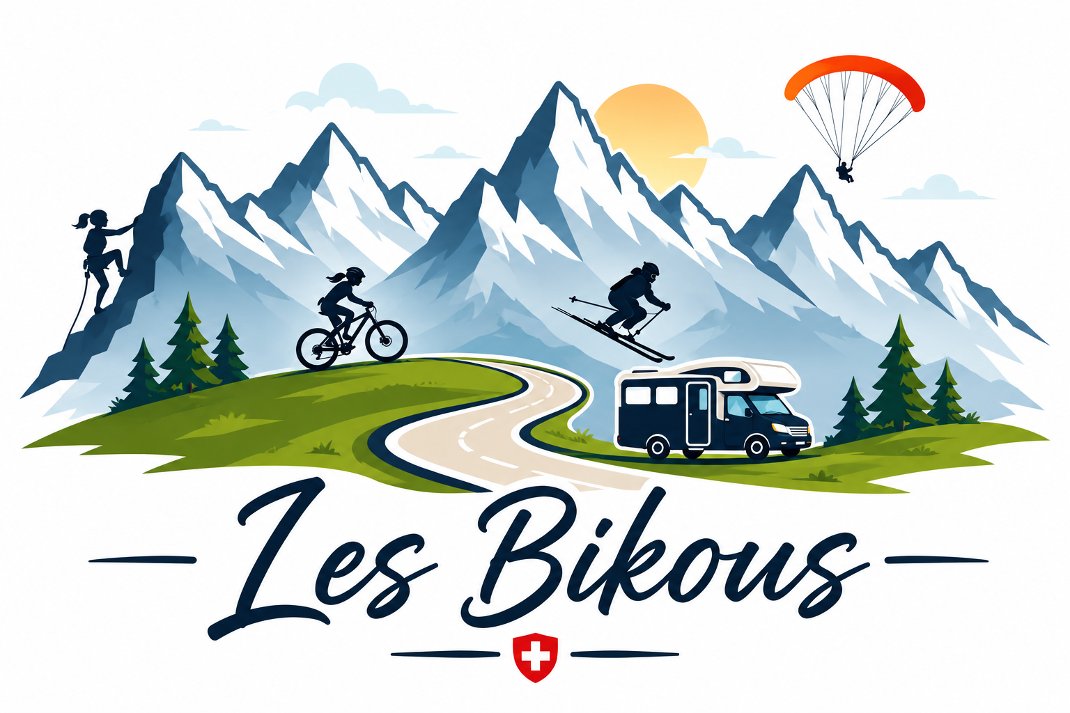 Route de montagne au lever du soleil